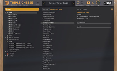 Preset browser in Triple Cheese
